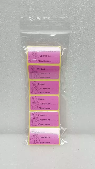 PINK 100x Food Labels - Product & Best Before Date Adhesive Labels 50mm x 25mm 3