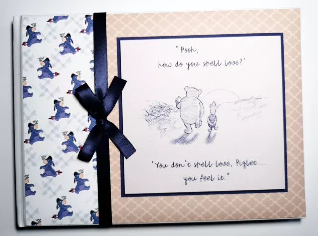 Personalised Classic Winnie the Pooh / Eeyore baby shower guest book, gift