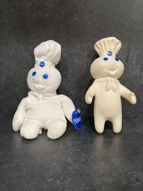 1971 Pillsbury Doughboy Poppin' Fresh Swivel Head Vinyl Doll & Plush Doll RARE