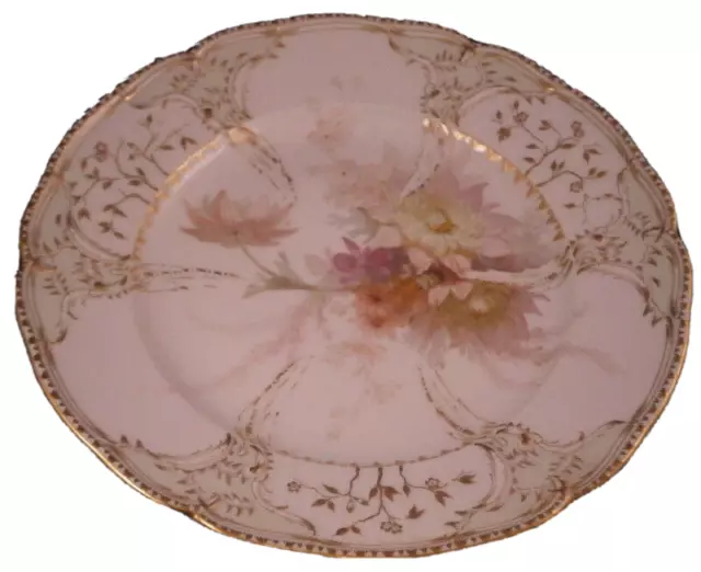 Ancien KPM Berlin Porcelaine Weichmalerei Floral Plaque Service Teller German D