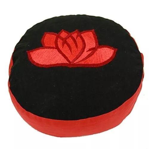 Meditationskissen Lotus in rot schwarz XL Yogakissen Buchweizenfüllung – Yoga Si