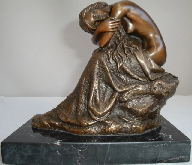 Estatua Damisela Sexy Art Deco Estilo Art Nouveau Estilo Bronce sólido Firmado