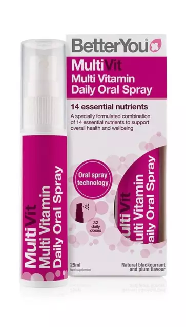 BetterYou Multivit Oral Spray 25mL Adult Multi Vitamin 14 Essential Nutrients