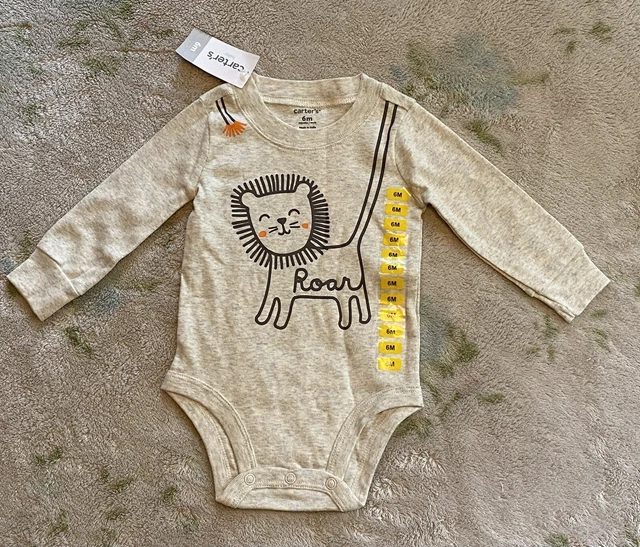 New Carters Long Sleeve One Piece Lion Baby Boy Size 6 Months