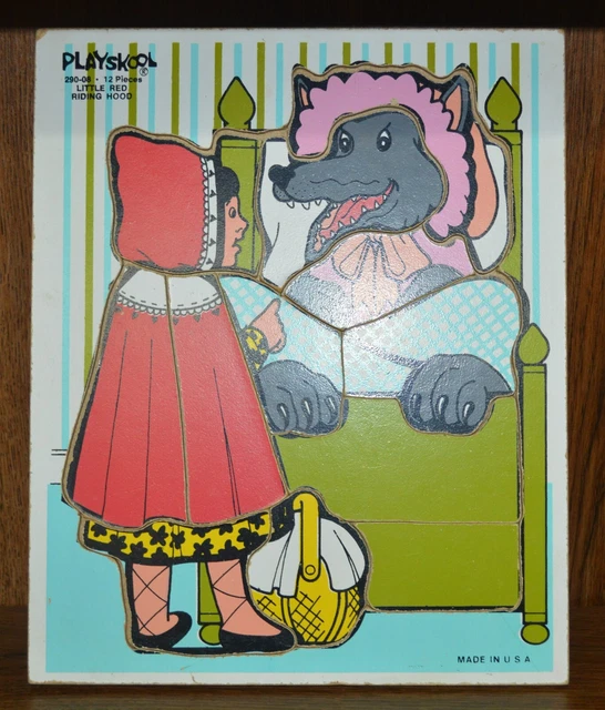 VINTAGE PLAYSKOOL WOODEN Puzzle Little Red Riding Hood 290 08 12 vintage-playskool-wooden-puzzle-little-red-riding-hood-290-08-12