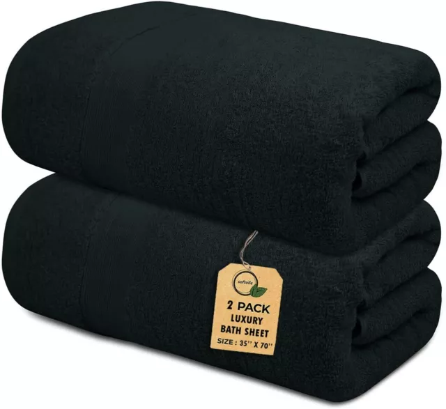 Egyptian Cotton Bath Towels Bath Sheets 02 Pcs Soft Luxury Bath Towels 90x180cm 3