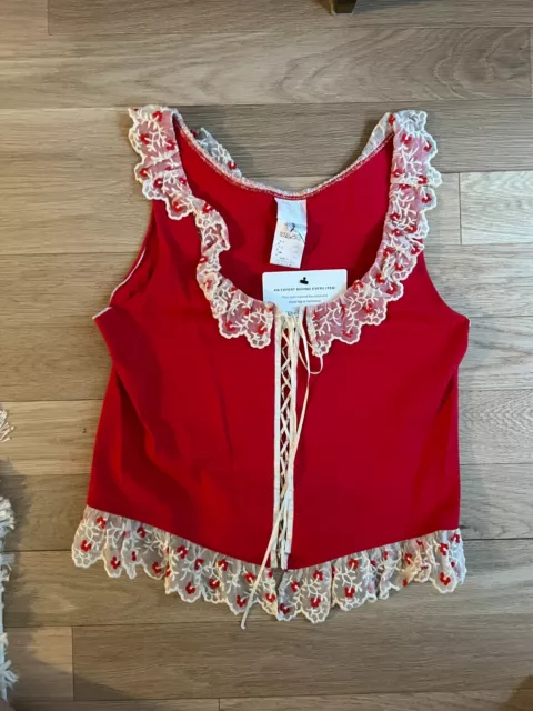 NWT Red Ruffled Vintage Anna Sui Tank Top Size S