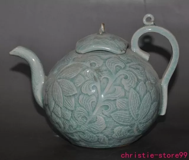 7.6" Old Dynasty Korea Koryo Porcelain flowers Flagon Tea makers Tea Pot statue