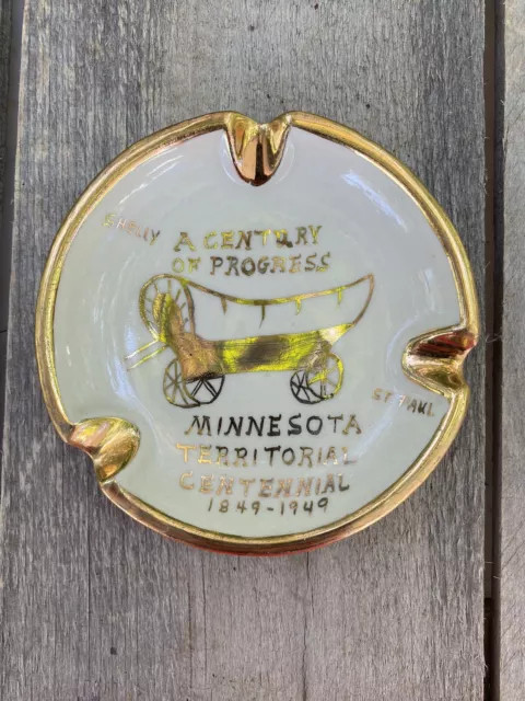 Shelly MN St.Paul Minnesota Centennial 1949 Souvenir Vintage Ashtray Tobacco Cig