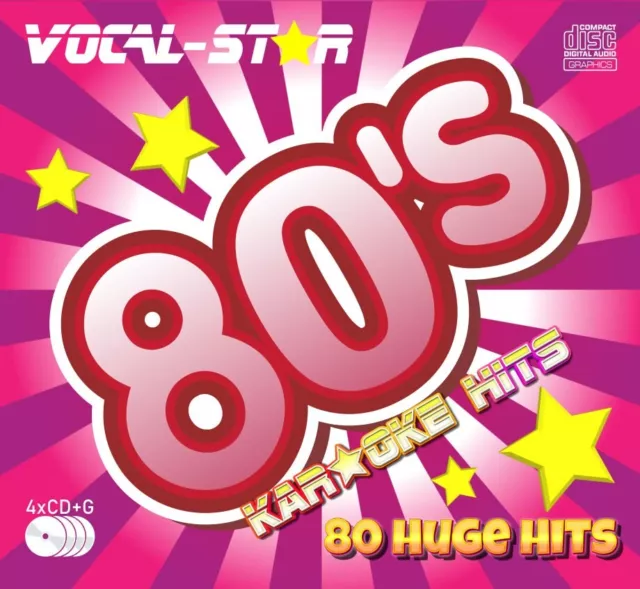 Vocal-Star Años 80 Décadas Canciones Karaoke Paquete de Discos Cd+G Cdg 4 Discos 80 Canciones