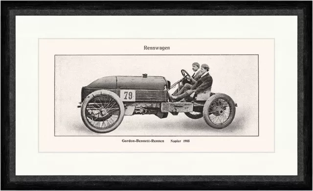 Gordon Bennett Rennen Napier 1905 Rennwagen Zweisitzer  Faks Sport 027 Gerahmt