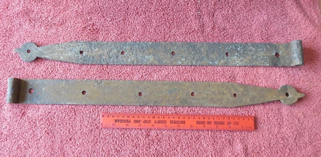 2 Wrought iron hinge strap barn door decor Vintage Antique hand wrought 23.5"