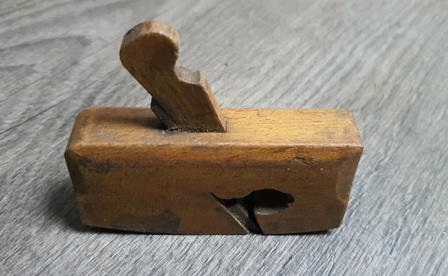 Vintage Antique Wooden Curved Bottom Plane 3.5" 3/4" miniature