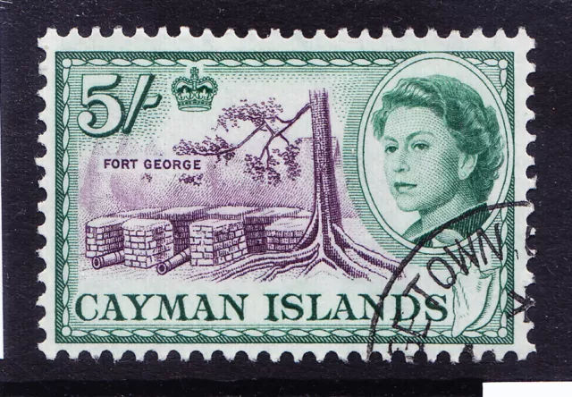 CAYMAN IS QEII 1962 SG177 5/- plum & deep green - very fine used. Catalogue £18