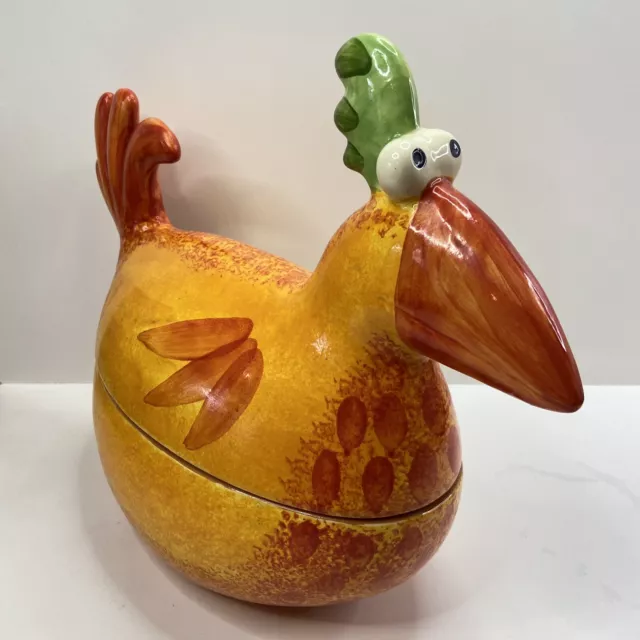 Vintage St Michael M&S Home Ceramic Hand Painted Rooster Hen Quirky Egg Storage