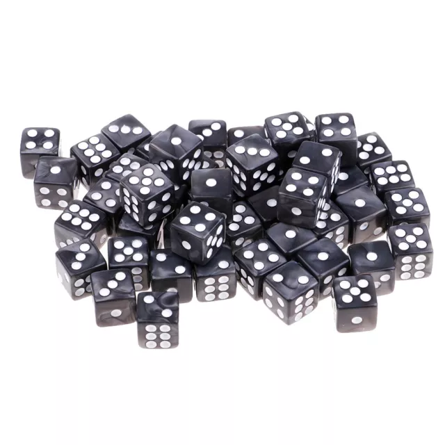 Pack of 50 Acrylic Dices D6 Six Sided Dice Party Game Casino Supplies Gray