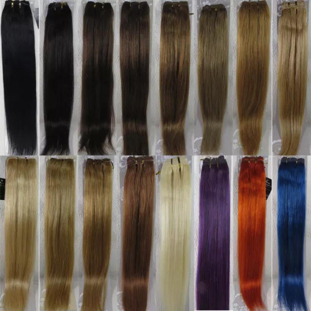 15"-36" 100% Remy Real Weft Human Hair Extensions Straight 100g Width 59"