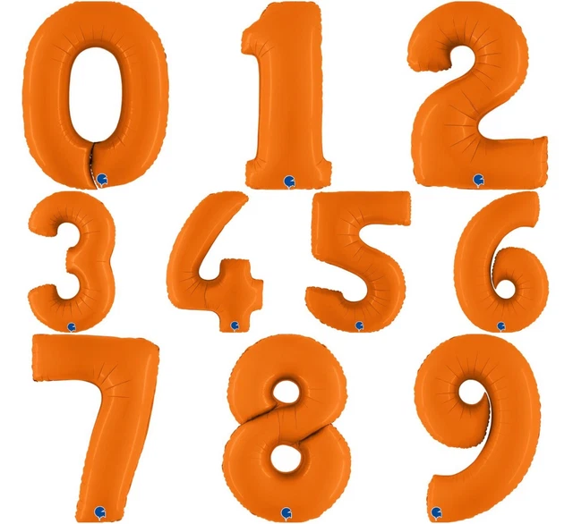 40" Matt Orange Large Number Age Foil Balloons Helium 0-9 Birthday Party