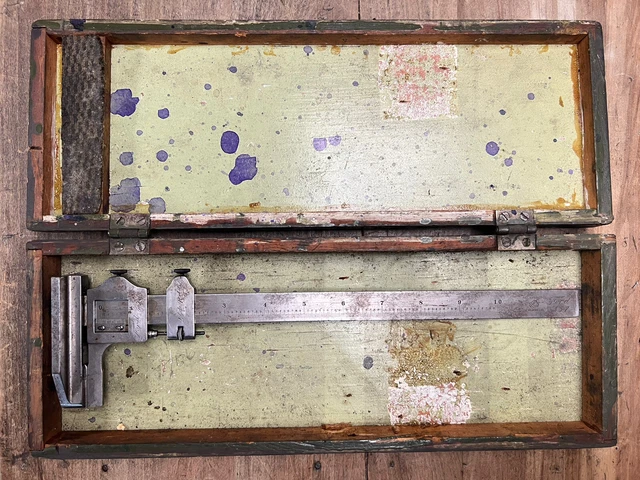 Vintage LS Starrett Vernier Caliper Signed Ford 457 In Wooden Box
