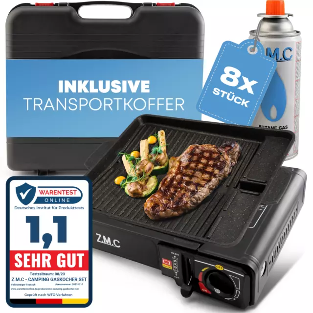 Cuisinière De Camping ZMC Avec Plaque De Grill + 16 Cartouches De Gaz 227g