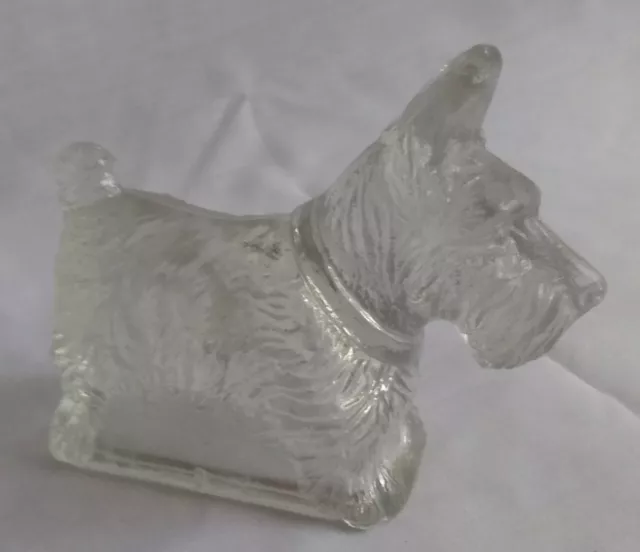 West highland Terrier clear glass figurine westie scottie dog rough spot on ear