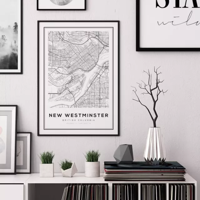 New Westminster Map Print Columbia, Map Print Art poster Choose your Size.