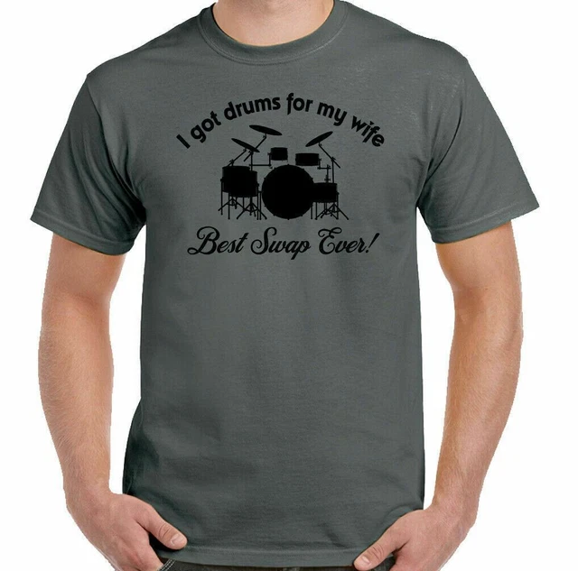 Drummer T-Shirt Mens Funny Drum Kit Set Cymbal Band Drumming Drum For My Wife