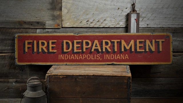 Fire Department City State, Custom Fire -Rustic Distressed Wood Sign