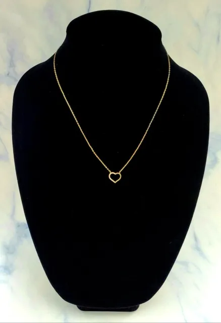 CHARMING CHARLIE Gold Tone Dainty HEART with Clear Rhinestones Necklace *CUTE*