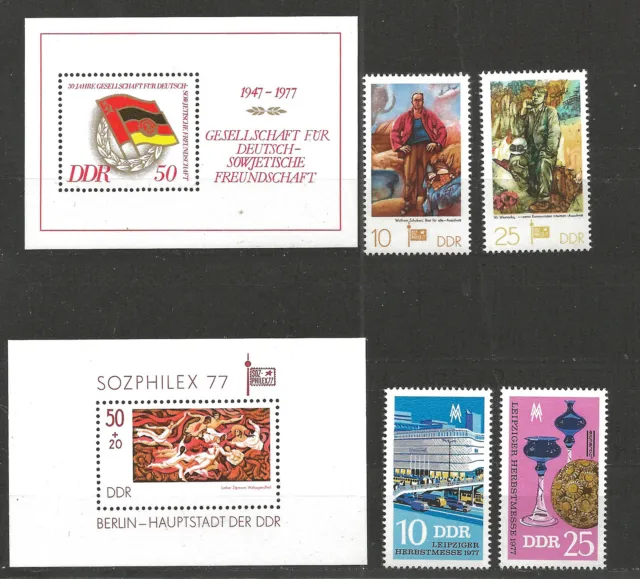 Briefmarken DDR 1977 deutsch-sowjet.Freundschaft  Sozphilex  Herbstmesse Leipzig