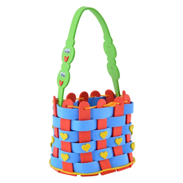 Juego de 4 cestas tejidas hágalo usted mismo paquete de materiales para niños material de bolsillo para niños