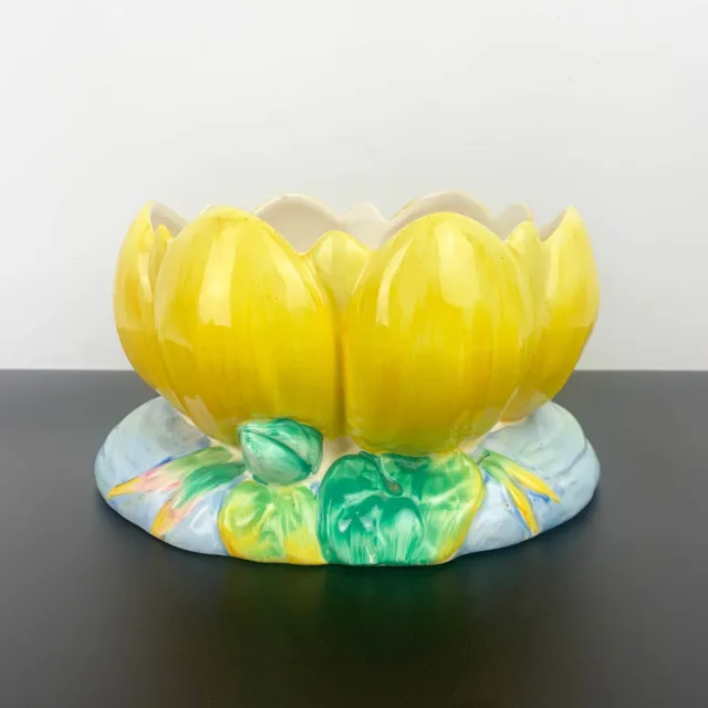 Water Lily Bowl in yellow designed by Clarice Cliff for Newport Pottery England
