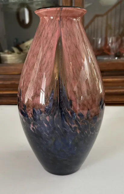Pier 1 glass vase 12” tall blue to dark pink red