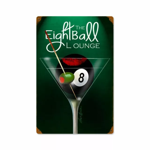 Eightball Lounge Billiards Martini Bar Metal Sign by Ralph Burch