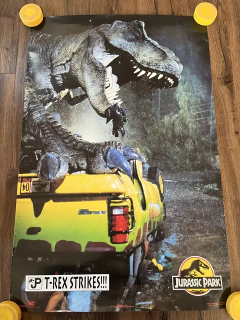 Vintage Movie Poster Original Jurassic Park 1993 T-Rex Strikes Original