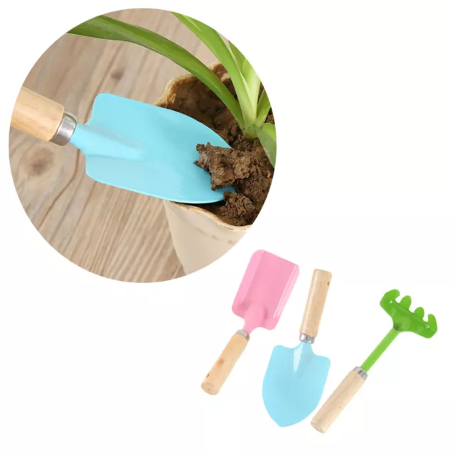 3 Pcs Outils De Jardinage Pour Enfants Pelles Manche Bois Jouet Jouets