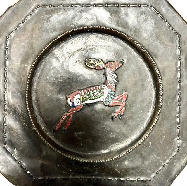 Mid 19th Century German handmade plaque with enamelled deer figure 2
