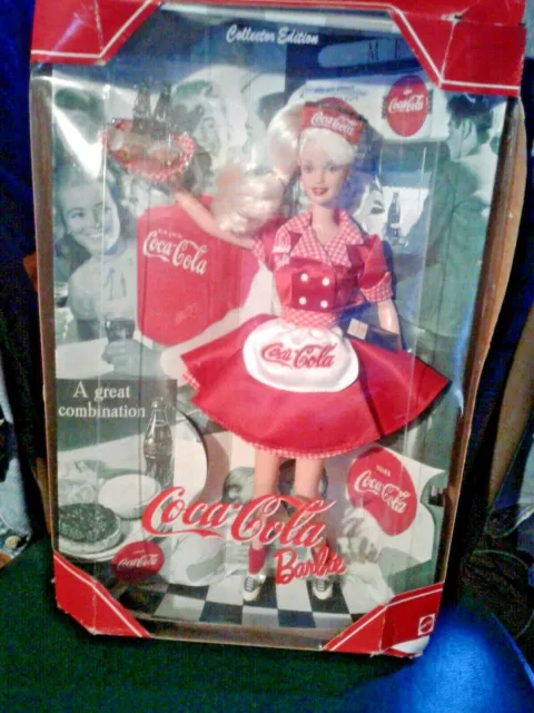 COCA COLA BARBIE DOLL 🍟🍔 CAR HOP WAITRESS 1998 Mattel 74299 22831 5 Blonde