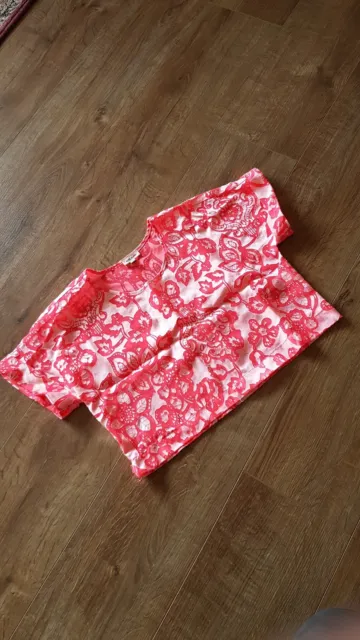 Camicia rosa scioccante chiffon floreale trasparente taglia 6 by River Island ragazze
