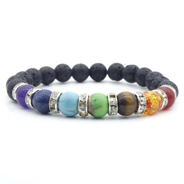 Bracelet Perles œil De Tigre 7 Chakras - Fait Main, Taille Sur Mesure, Neuf Sans Emballage