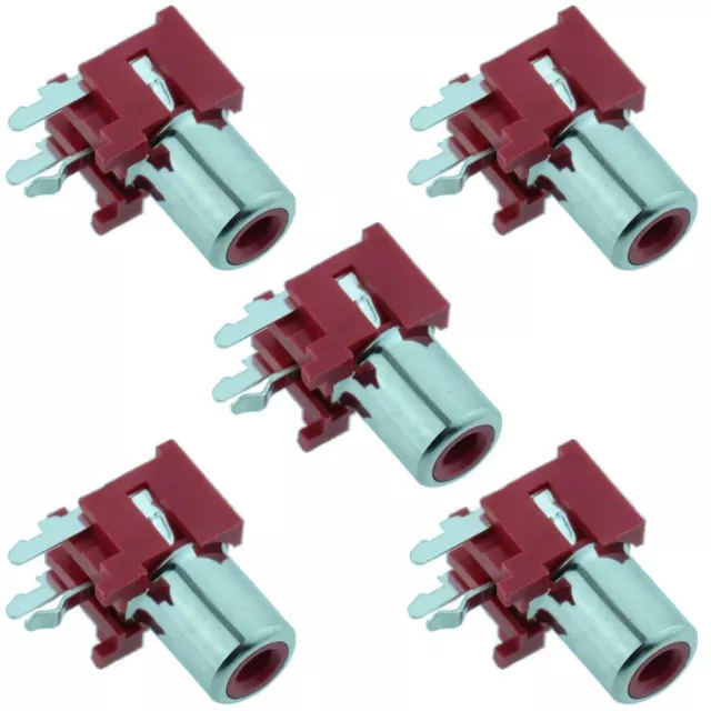 5 x Red RCA Right Angle PCB Phono Socket Connector