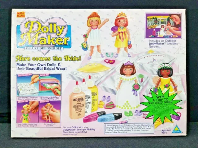Vintage 1995 Magic Maker Dolly Maker What Shall I Be Set & Real Hair Dolls  Lot