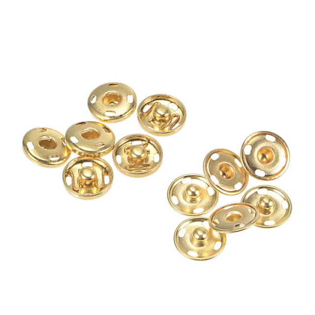 Bottoni automatici 15 mm Rame Cucito Premi Bottoni Chiusura Oro Tono 20 Set