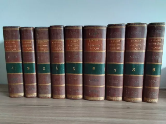 LE DROIT CIVIL FRANCAIS eo 1811 à 1821 TOULLIER RARE complet en 9 tomes ex signé