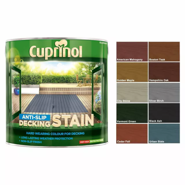 Cuprinol 2.5L Anti Slip Decking Stain Various Colours Wood Paint Protection