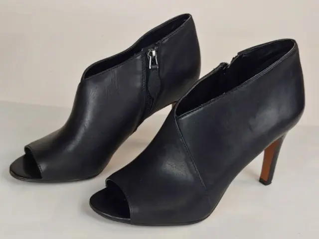 Franco Sarto Women's Tiff Open-Toe Ankle Boots Leather Black Women's Size 6 M