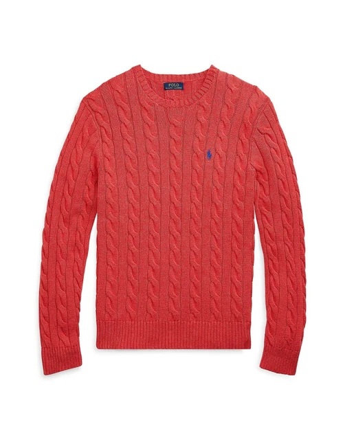 Nwt Polo Ralph Lauren Treccia Doppia Cotone Rosso Rosetta Erica Felpa Taglia M
