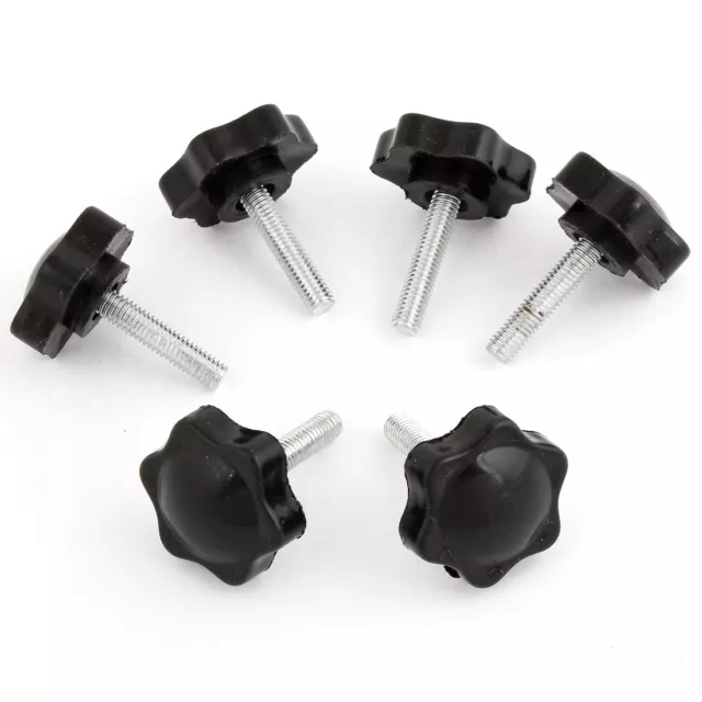 6 Pcs 32mm Dia Star Shaped Head M6 x 25mm Male Thread Clamping Screw Knob