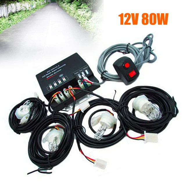 80W 4 HID 12V Bulbs Hideaway Emergency Hazard Warning Lights Kit Strobe Light