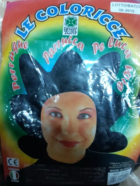 Parrucca riccia nera Travestimento feste Carnevale Halloween